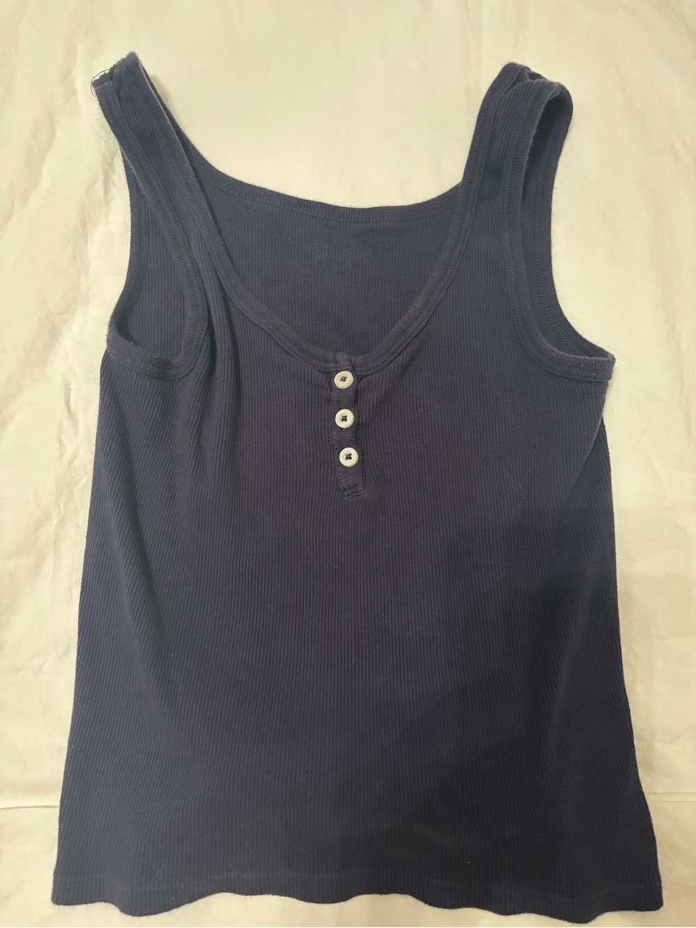 Brandy Melville Navy Ribbed Tank with Button Placket